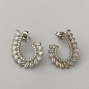 925 Sterling silver baguette cz post earrings